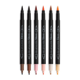 Aqua Brush Duo Marker Skin Tones 6-set i gruppen Pennor / Konstnärspennor / Penselpennor hos Pen Store (131909)