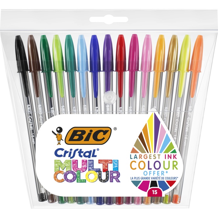 Läs mer om BIC Cristal Multicolor Kulspetspenna 15-pack