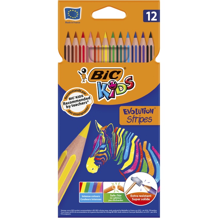 BIC Kids Evolution Stripes Färgpennor 12-set