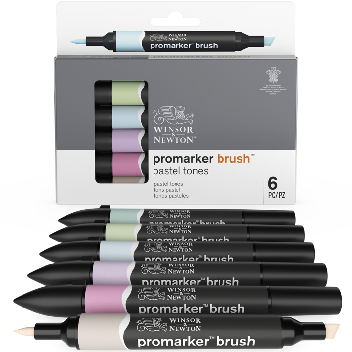 Promarker Brush 6-set Pastel Tones i gruppen Pennor / Konstnärspennor / Penselpennor hos Pen Store (100551)