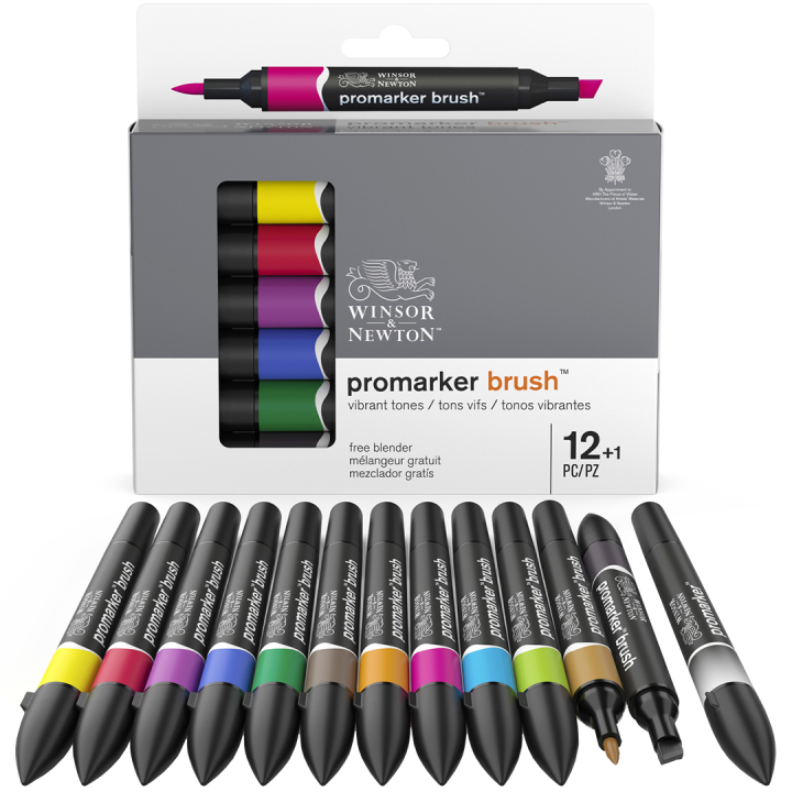 Läs mer om Promarker Promarker Brush Vibrant Tones 12-set + Blender