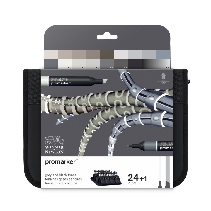 Promarker Black & Greys Wallet 24-set i gruppen Pennor / Konstnärspennor / Illustrationsmarkers hos Pen Store (100568)