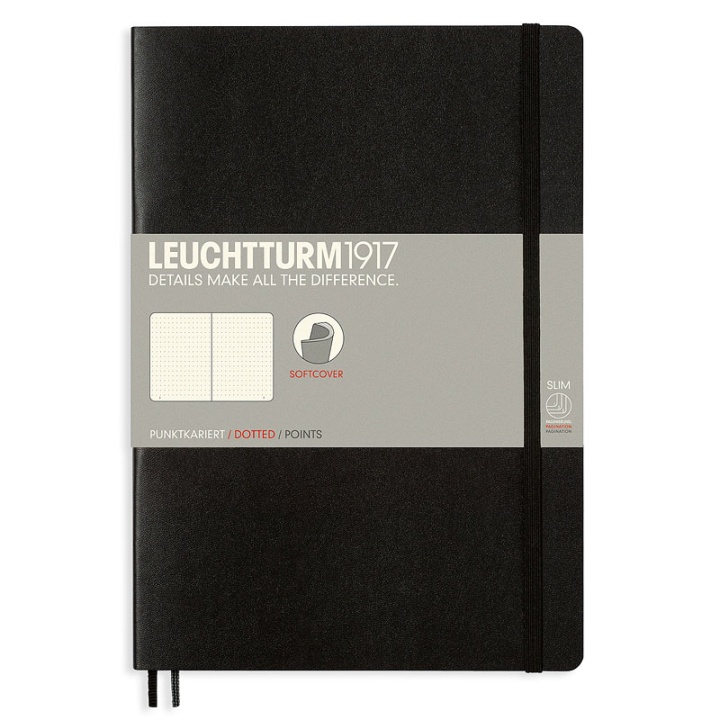 Läs mer om Leuchtturm1917 Notebook B5 Soft Cover Dotted Black
