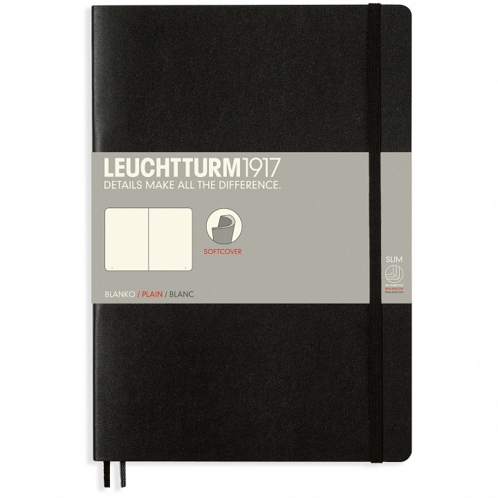 Läs mer om Leuchtturm1917 Notebook B5 Soft Cover Olinjerat Black