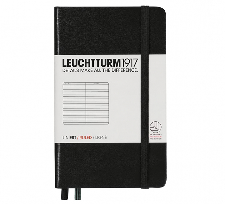 Läs mer om Leuchtturm1917 Notebook A6 Pocket Linjerad Black
