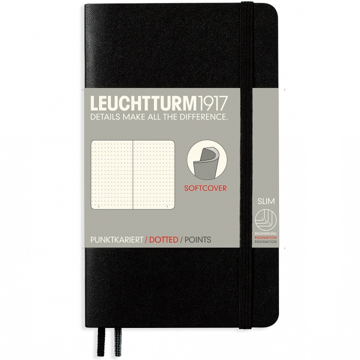 Läs mer om Leuchtturm1917 Notebook A6 Soft Cover Dotted Black
