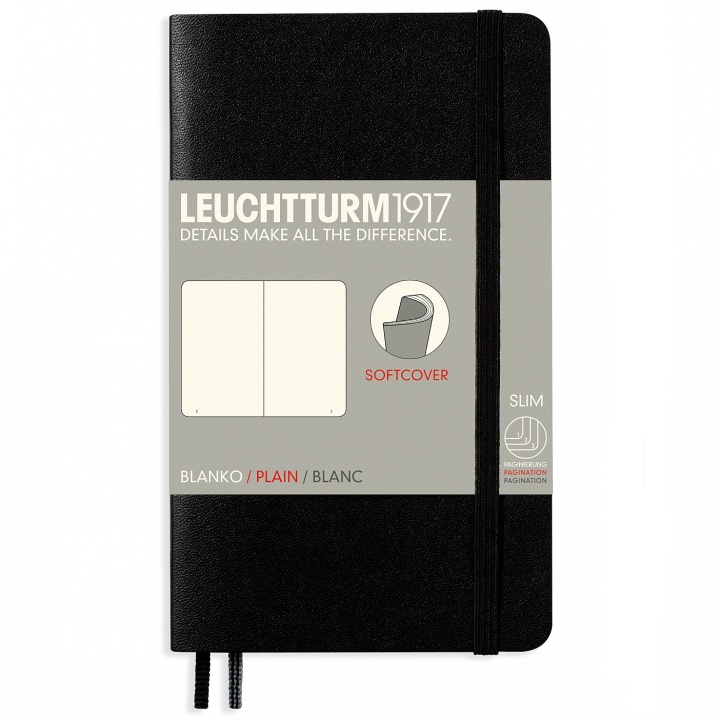Notebook A6 Softcover Linjerad Black i gruppen Papper & Block / Skriva och anteckna / Anteckningsböcker hos Pen Store (100791_r)