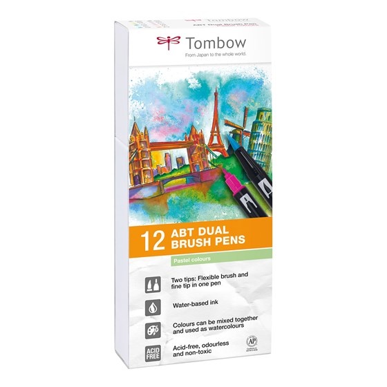 Läs mer om Tombow ABT Dual Brush pen 12-set Pastel