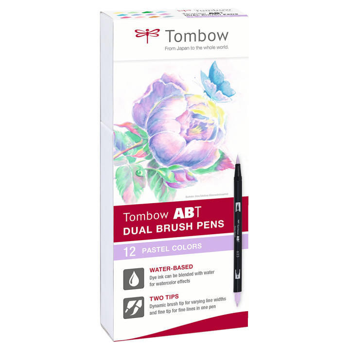 ABT Dual Brush pen 12-set Pastel i gruppen Pennor / Konstnärspennor / Penselpennor hos Pen Store (101094)