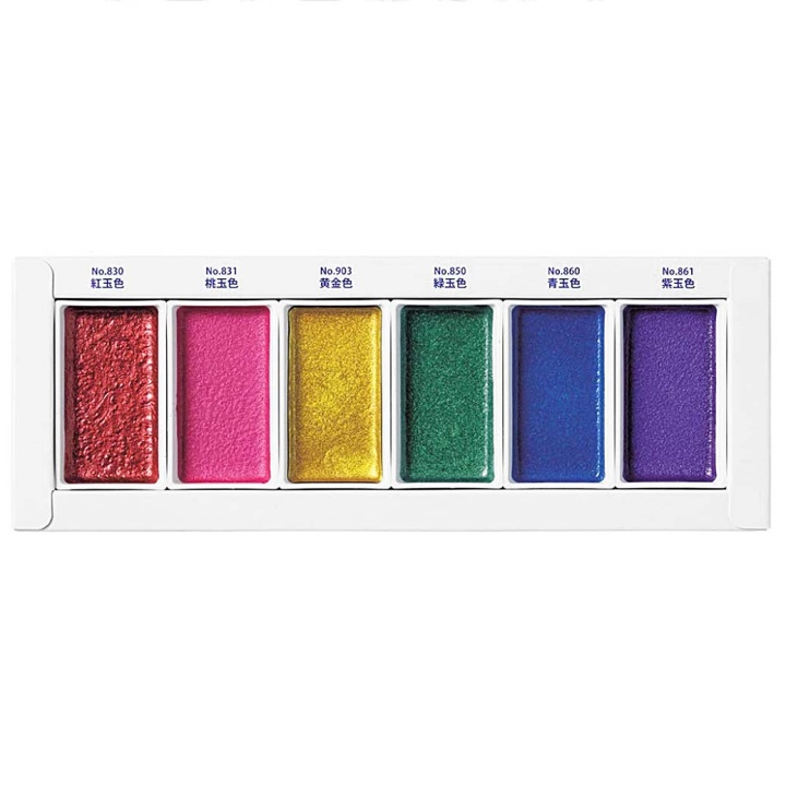 Gansai Tambi Akvarell 6-set Gem Colors i gruppen Konstnärsmaterial / Färger / Akvarellfärg hos Pen Store (101102)