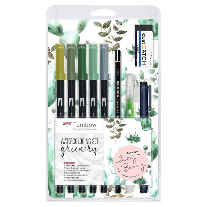 Watercoloring set Greenery i gruppen Pennor / Konstnärspennor / Penselpennor hos Pen Store (101262)