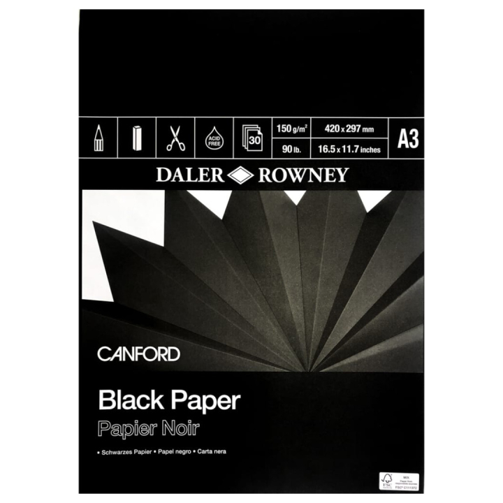 Black Paper A3 i gruppen Papper & Block / Konstnärsblock / Rit- och skissblock hos Pen Store (101446)