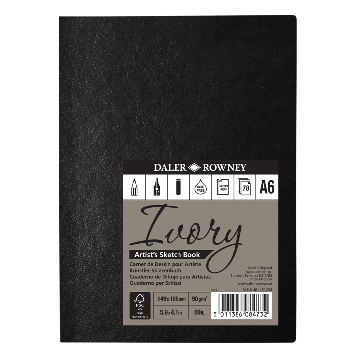 Ivory Sketchbook Soft Cover A6 i gruppen Papper & Block / Konstnärsblock / Skissböcker hos Pen Store (101453)