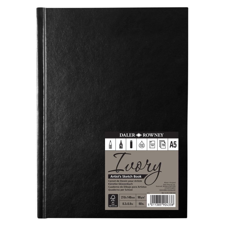 Ivory Sketchbook Hard Cover A5 i gruppen Papper & Block / Konstnärsblock / Skissböcker hos Pen Store (101473)