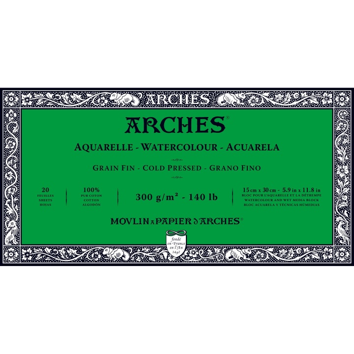 Läs mer om Arches Akvarellblock CP 300g 15x30cm