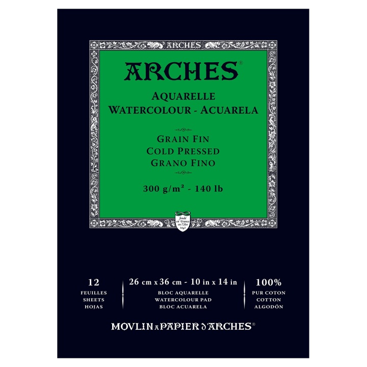 Arches Akvarellblock CP 300gx36cm 12 ark