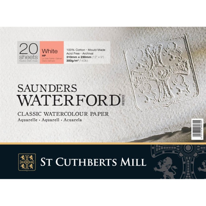 Läs mer om St Cuthberts Mill Saunders Waterford Akvarellblock White HP 31x23 cm 300g