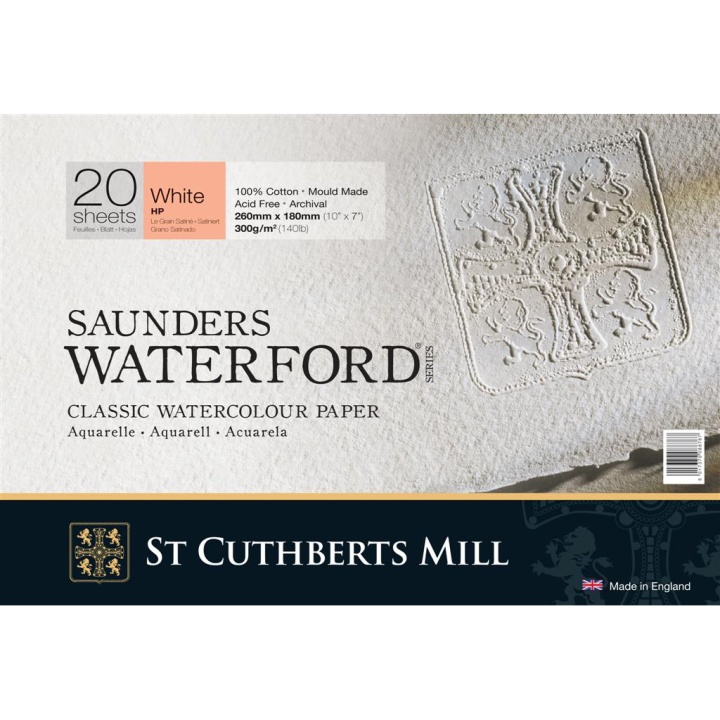 Läs mer om St Cuthberts Mill Saunders Waterford Akvarellblock White HPx18 cm 300g