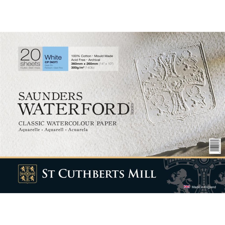Läs mer om St Cuthberts Mill Saunders Waterford Akvarellblock White CP/NOT 36x26 cm 300g
