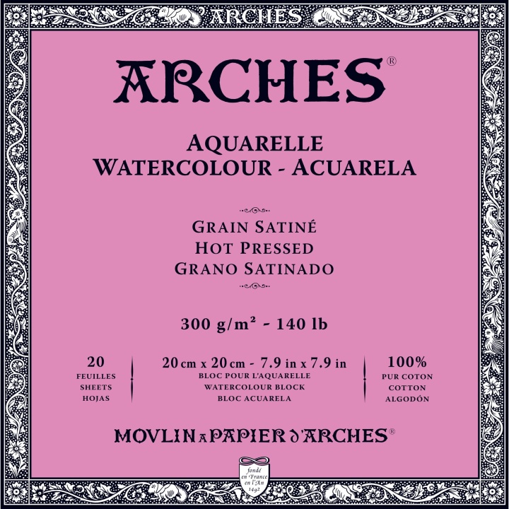 Läs mer om Arches Akvarellblock HP 300g 20x20cm
