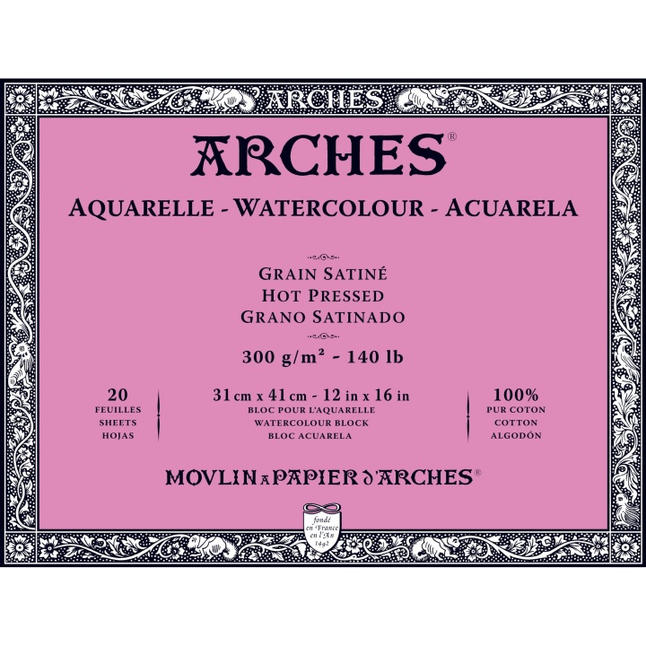 Läs mer om Arches Akvarellblock HP 300g 31x41cm
