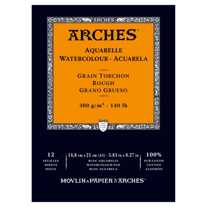 Läs mer om Arches Akvarellblock Rough 300g A5 12 ark