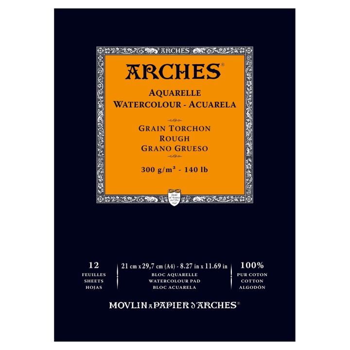 Läs mer om Arches Akvarellblock Rough 300g A4 12 ark