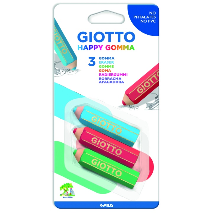 Läs mer om Giotto Radergummi 3-pack Happy Gomma