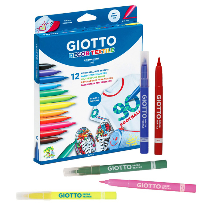 Textilpennor Decor Textile 12-set (3 år+) i gruppen Skapande & Hobby / Färger / Textilfärg och textilpennor hos Pen Store (101594)