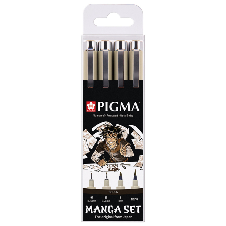 Pigma Sepia Manga 4-set i gruppen Pennor / Skriva / Gelpennor hos Pen Store (103540)