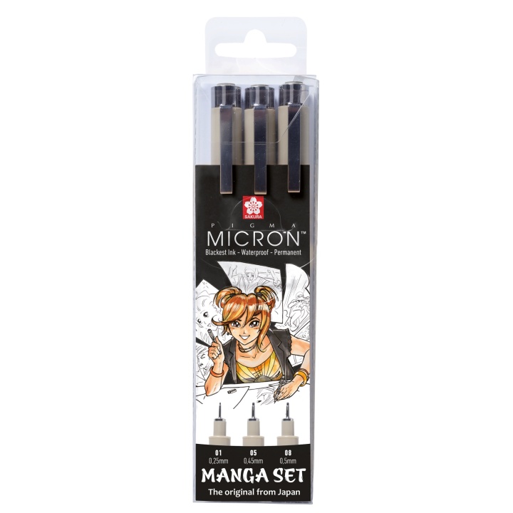 Manga Pigma Micron Black 3-set i gruppen Pennor / Produktserier / Pigma Micron hos Pen Store (103848)