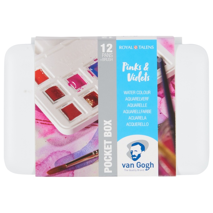 Läs mer om Van Gogh Pocket Box Akvarellfärg 12-set Pinks & Violets