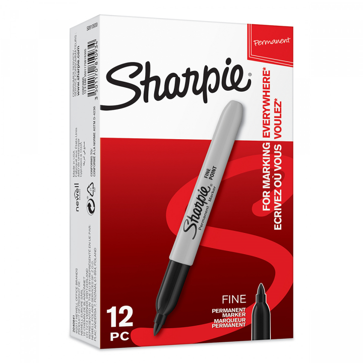 Läs mer om Sharpie Fine Marker 12-pack Black