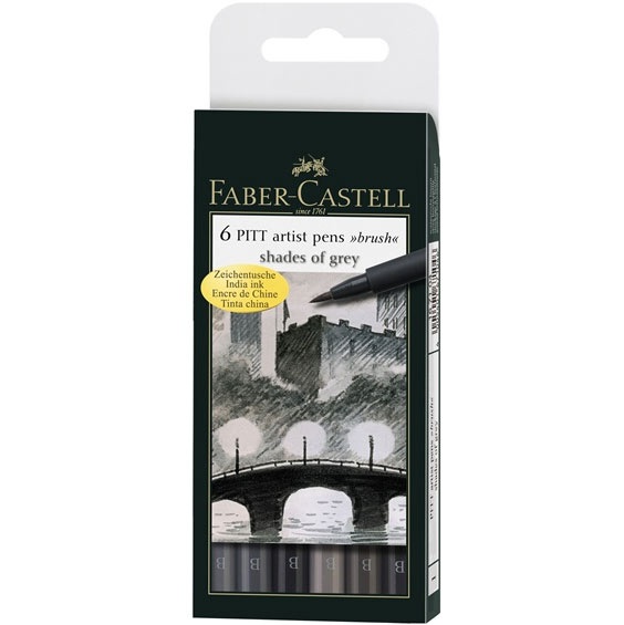 Läs mer om Faber-Castell PITT Artist Brush 6-set Shades of grey