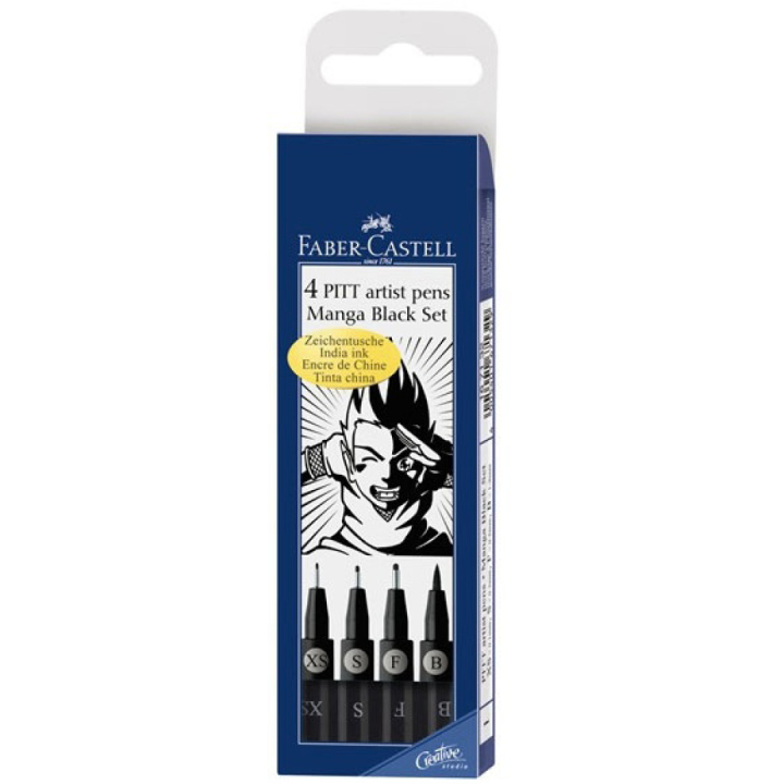 PITT Artist Manga 4-set Black i gruppen Pennor / Konstnärspennor / Tuschpennor hos Pen Store (105151)