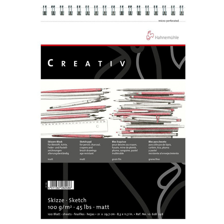 Creativ Skissblock spiral A4 i gruppen Papper & Block / Konstnärsblock / Rit- och skissblock hos Pen Store (105159)