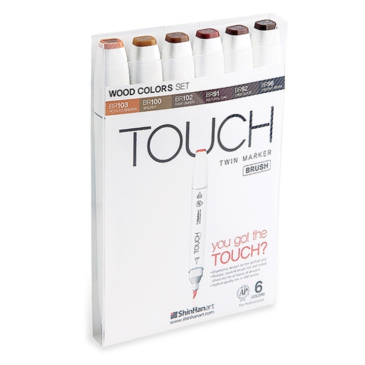 Läs mer om Touch Twin Brush Marker 6-set Wood