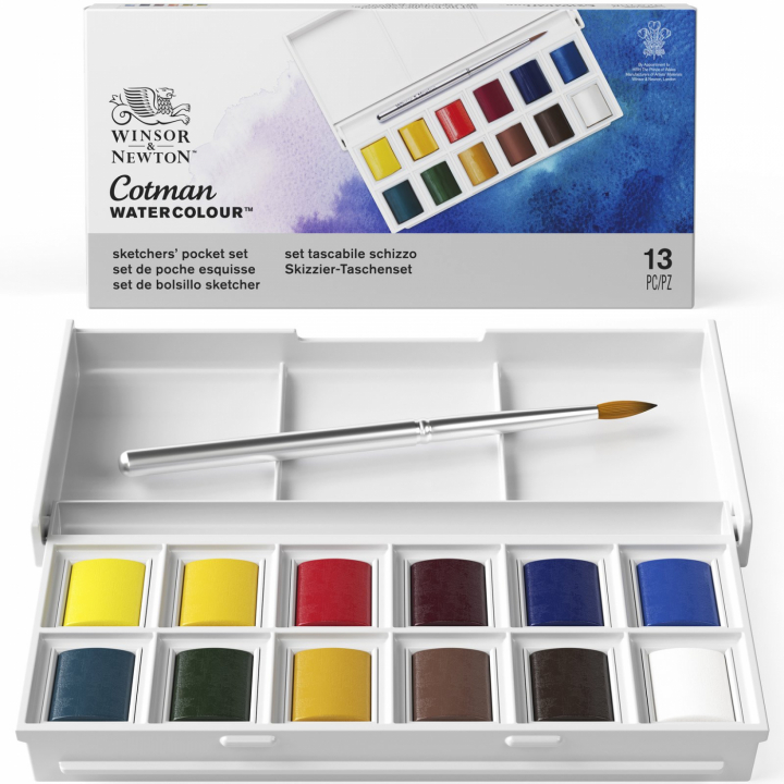 Läs mer om Winsor & Newton Cotman Akvarellfärg Sketchers Pocket Box 12 ½ - koppar