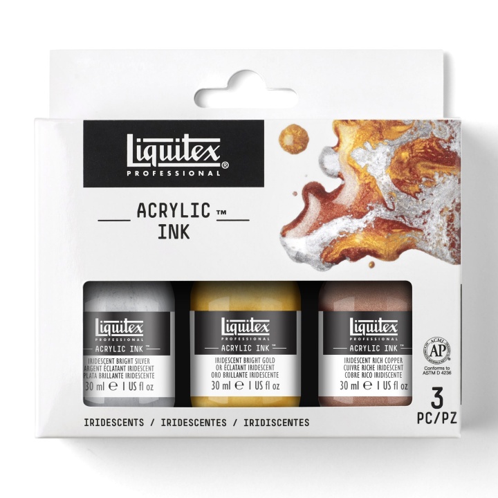 Läs mer om Liquitex Acrylic Ink Iridescent 3-set 30 ml