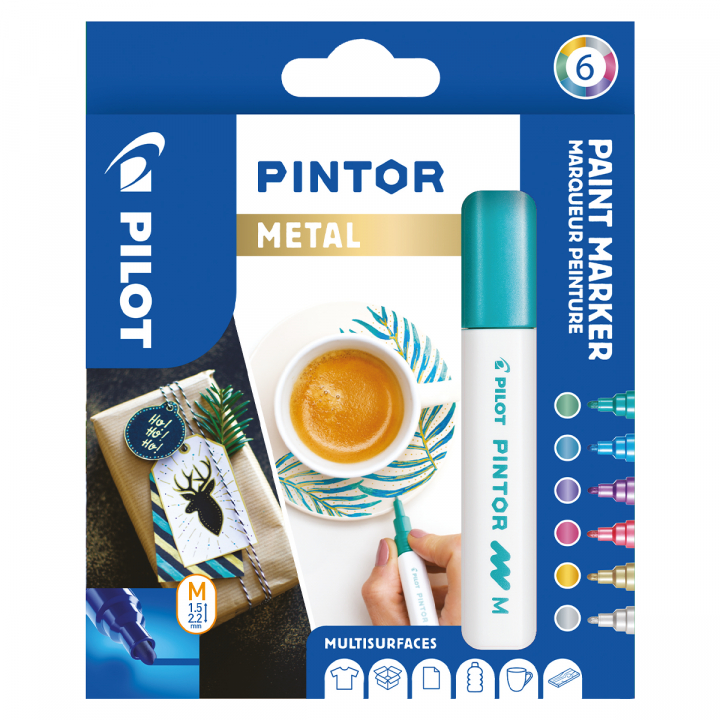 Läs mer om Pilot Pintor Medium 6-pack Metallic
