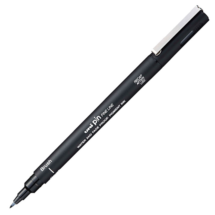 Läs mer om Uni Pin Brush Pen Dark Grey