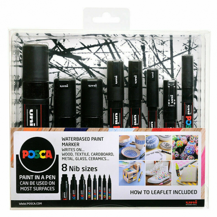Posca Marker Black 8-set i gruppen Pennor / Konstnärspennor / Illustrationsmarkers hos Pen Store (110418)