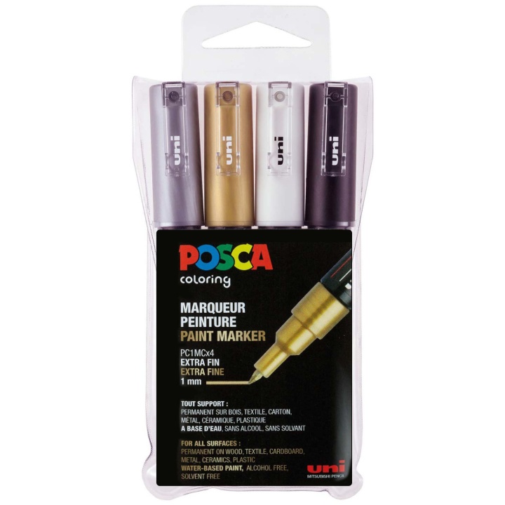 Posca PC-1M Metallic 4-set i gruppen Pennor / Konstnärspennor / Illustrationsmarkers hos Pen Store (110420)