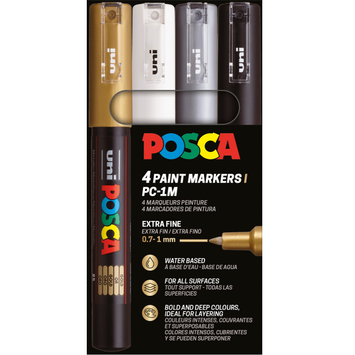 Posca PC-1MC Metallic 4-set i gruppen Pennor / Konstnärspennor / Illustrationsmarkers hos Pen Store (110420)