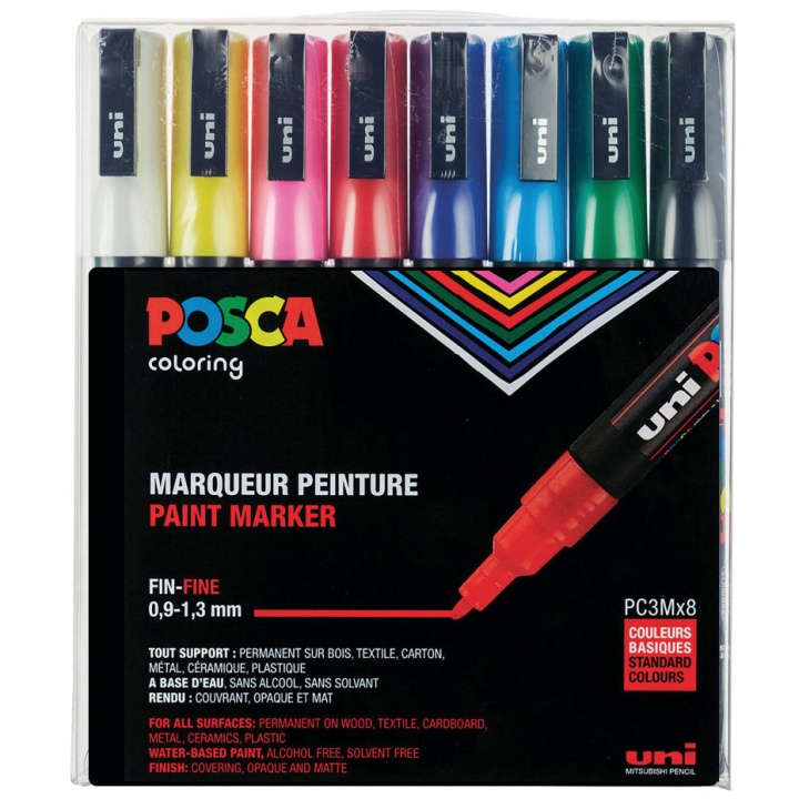 Posca PC-3M 8-set i gruppen Pennor / Konstnärspennor / Illustrationsmarkers hos Pen Store (110430)