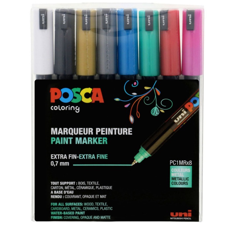 Posca PC-1MR Metallic 8-set i gruppen Pennor / Konstnärspennor / Illustrationsmarkers hos Pen Store (110432)