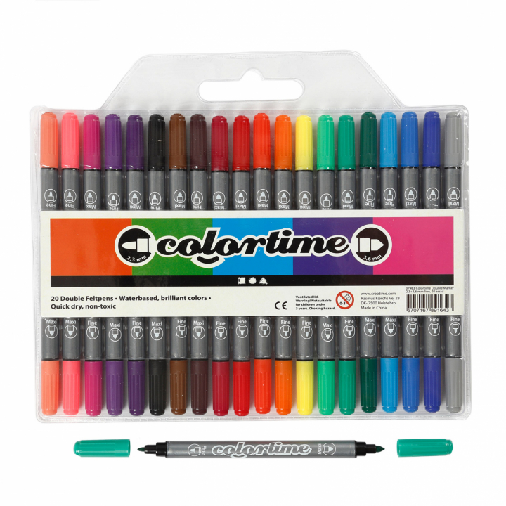 Läs mer om Colortime Tuschpennor Two-Tip 20-set