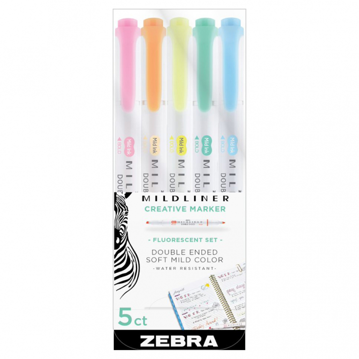 Läs mer om Zebra Mildliner 5-pack Fluorescent