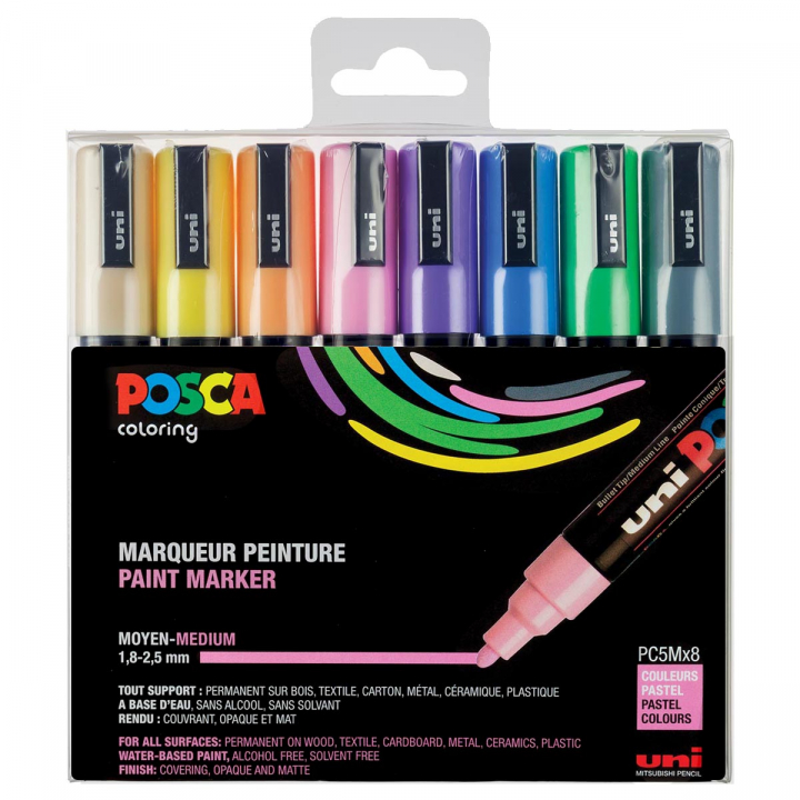 Posca PC-5M Pastel 8-set i gruppen Pennor / Konstnärspennor / Illustrationsmarkers hos Pen Store (112633)