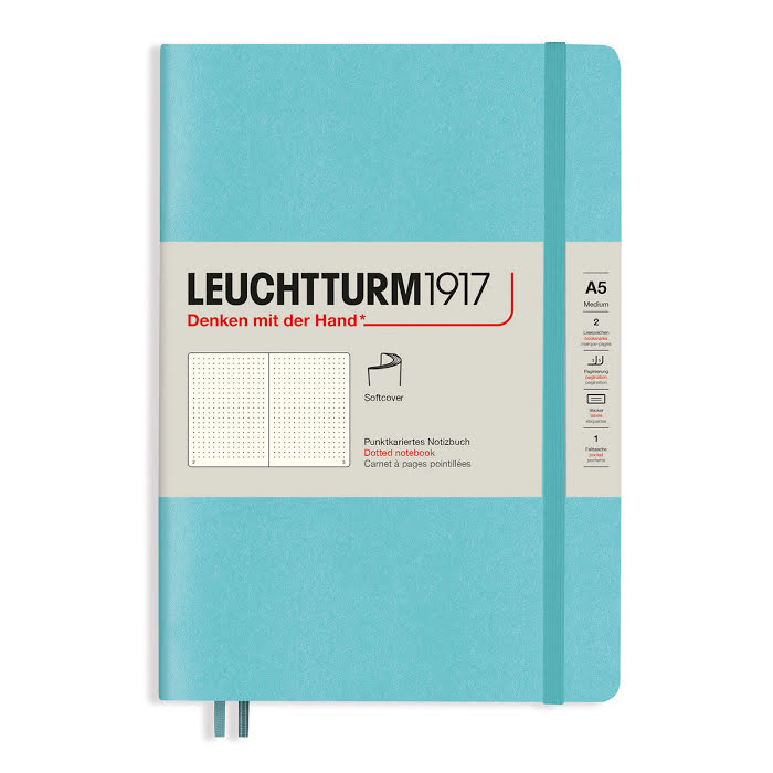 Läs mer om Leuchtturm1917 Notebook A5 Soft Cover Aquamarine Linjerad